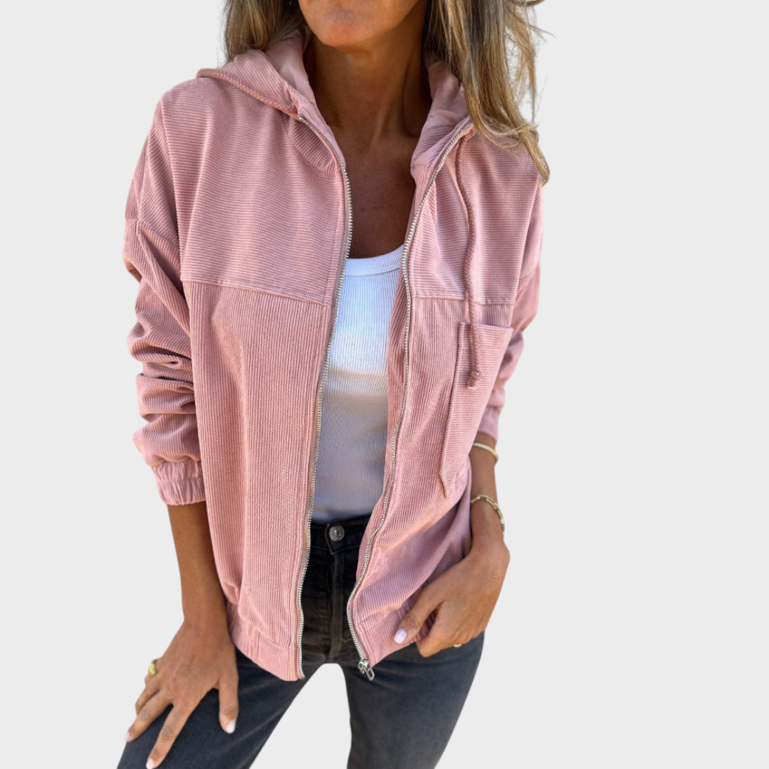 ZUZANA – VELÚROVÁ BUNDA S KAPUCŇOU A ZIPSOM