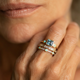 Vintage sada prsteňov s modrými kryštálmi