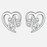 Náušnice s labkou a srdcom so zirkónom