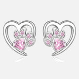 Náušnice s labkou a srdcom so zirkónom