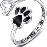 Strieborný prsteň s labkou a srdcom