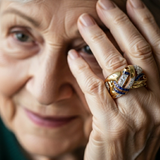 Vintage prsteň zo zlata s modrou zirkóniou