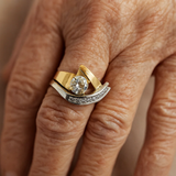 Vintage dvojfarebný prsteň so zirkónom