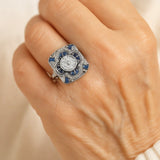 Vintage strieborný prsteň s modrým zirkónom