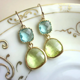 Náušnice z živice – nepravidelné, vintage modro‑zelené