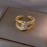 Otvorený prsteň s dvojitým „C“ diamantom a zirkónom