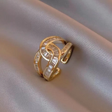 Otvorený prsteň s dvojitým „C“ diamantom a zirkónom