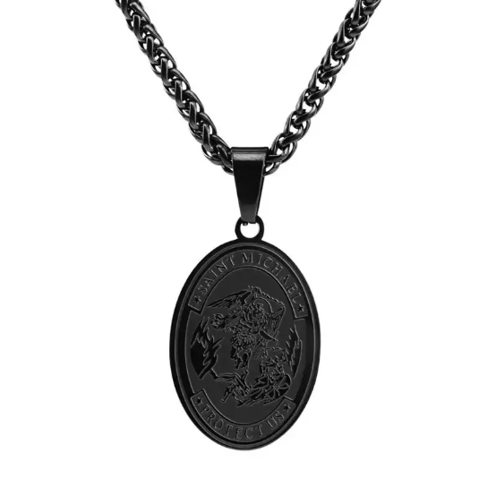 Oválny náhrdelník s anjelom z nehrdzavejúcej ocele