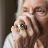 Vintage sada prsteňov s modrými kryštálmi