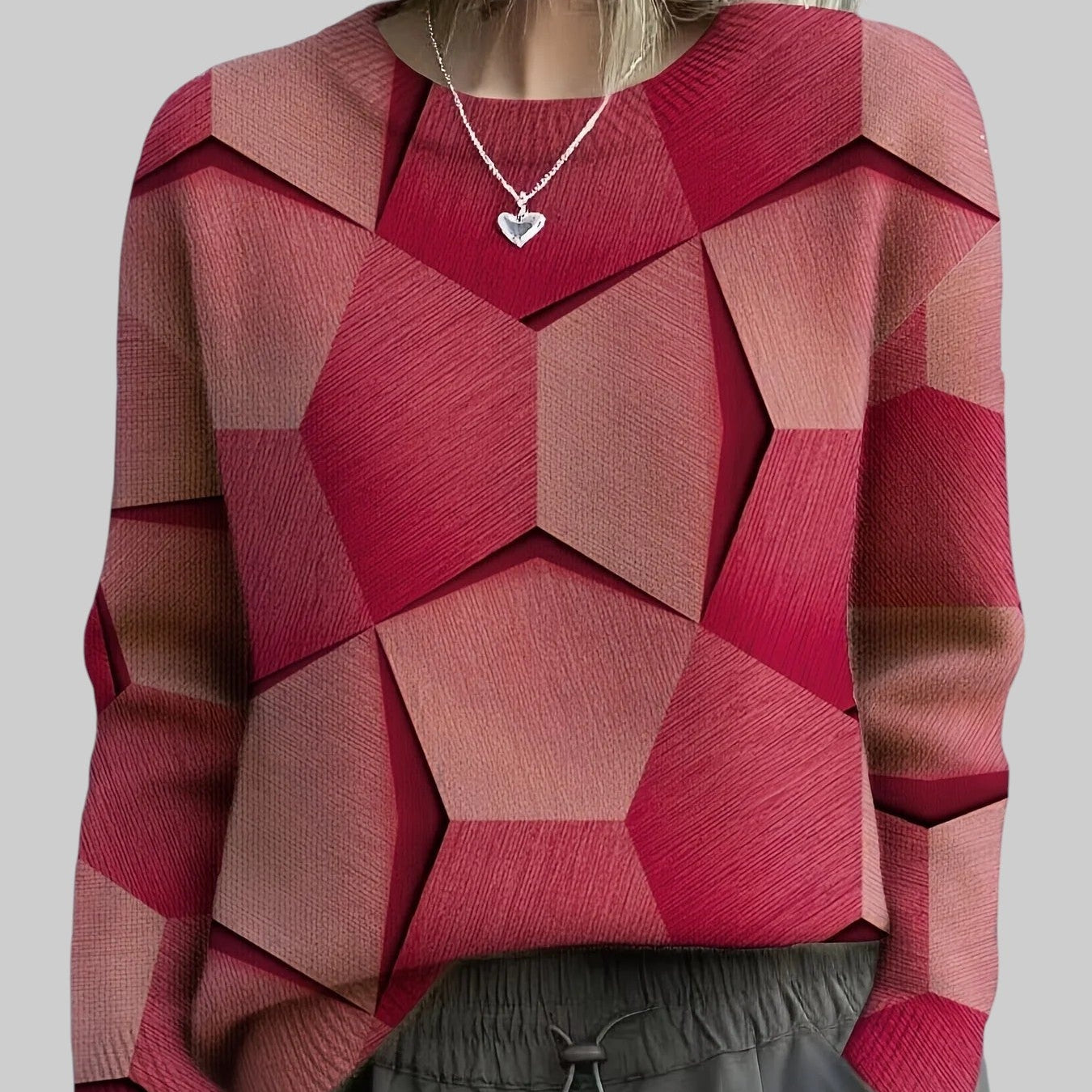 RADKA | PLETENÝ SVETER S GEOMETRICKOU POTLAČOU