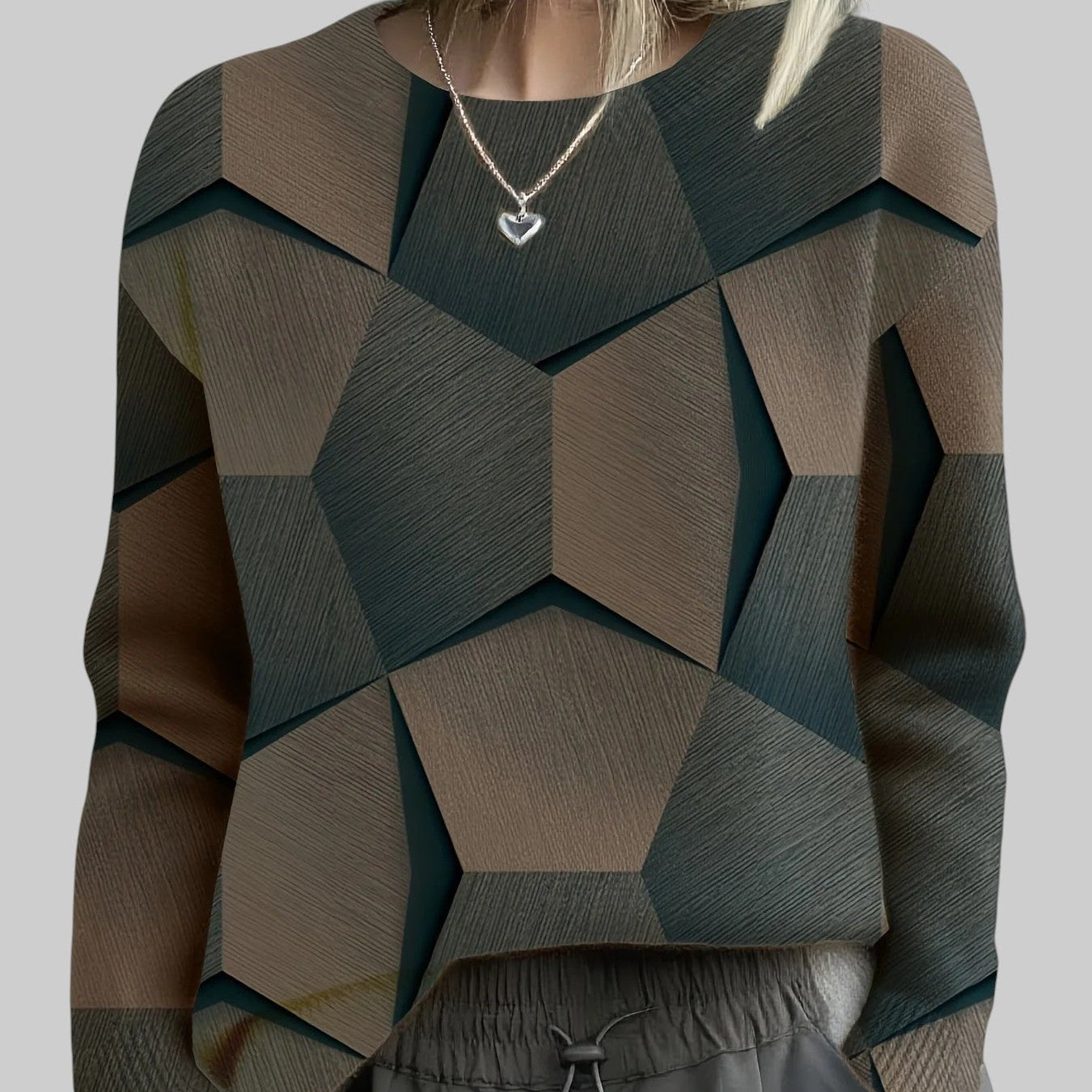 RADKA | PLETENÝ SVETER S GEOMETRICKOU POTLAČOU