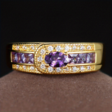 Vintage zlatý prsteň s fialovým zirkónom