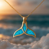 Zlatý prsteň s delfíním chvostom a modrým ópalom